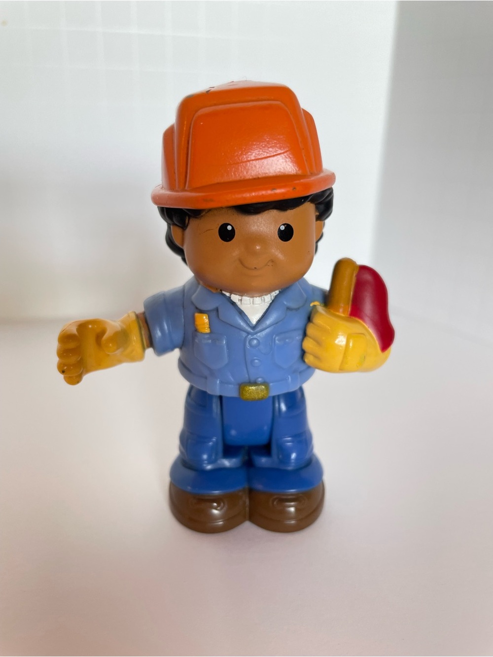 Fisher-Price Little People Construction Worker Figure - Orange Hat, Blue Outfit
